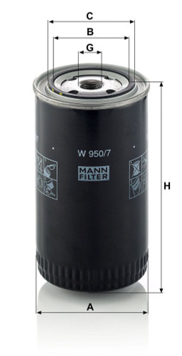Filtro, sistema hidráulico operador MANN-FILTER W 950/7 170mm 93mm