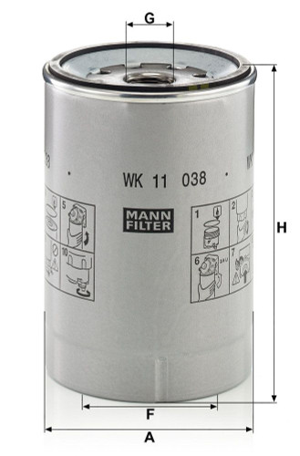 Filtro combustible MANN-FILTER WK 11 038 z 108mm 158mm