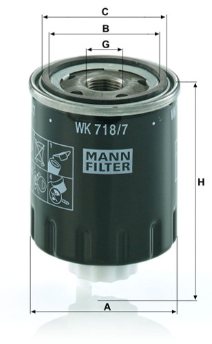 Filtro combustible MANN-FILTER WK 718/7 111mm 76mm
