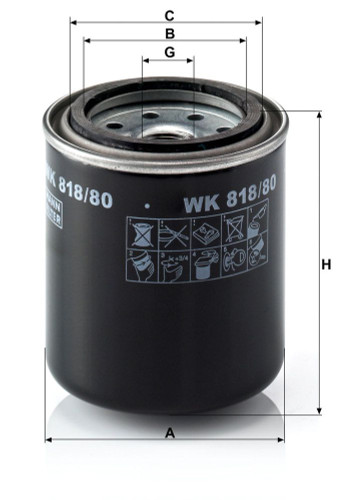 Filtro combustible MANN-FILTER WK 818/80 92mm 82mm
