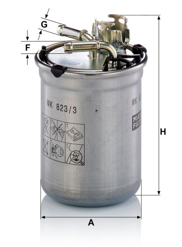 Filtro combustible MANN-FILTER WK 823/3 x 109mm 80mm