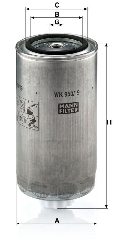 Filtro combustible MANN-FILTER WK 950/19 195mm 93mm