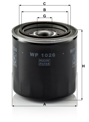 Filtro de aceite MANN-FILTER WP 1026 99mm 102mm