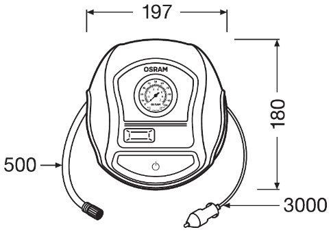 Probador, cargador aire neumáticos ams-OSRAM OTI200 0,662kg 197mm