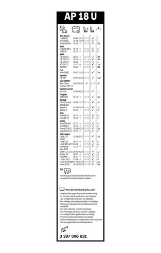 Limpiaparabrisas BOSCH 3 397 006 831 450mm 18Pulgada