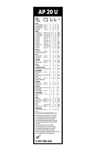 Limpiaparabrisas BOSCH 3 397 006 833 500mm 20Pulgada