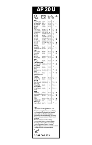 Limpiaparabrisas BOSCH 3 397 006 833 500mm 20Pulgada