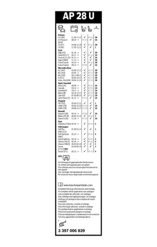 Limpiaparabrisas BOSCH 3 397 006 839 700mm 28Pulgada