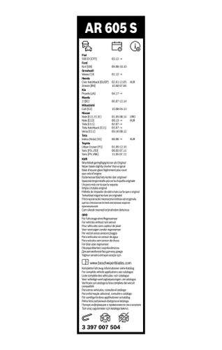 Limpiaparabrisas BOSCH 3 397 007 504 600mm 340mm