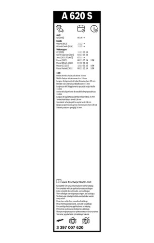 Limpiaparabrisas BOSCH 3 397 007 620 600mm 475mm