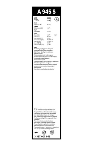 Limpiaparabrisas BOSCH 3 397 007 945 650mm 400mm