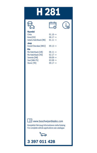 Limpiaparabrisas BOSCH 3 397 011 428 280mm