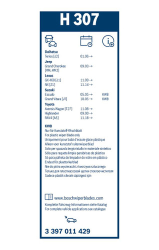 Limpiaparabrisas BOSCH 3 397 011 429 300mm