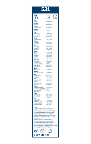 Limpiaparabrisas BOSCH 3 397 118 402 530mm 450mm