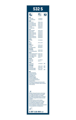 Limpiaparabrisas BOSCH 3 397 118 404 530mm 500mm