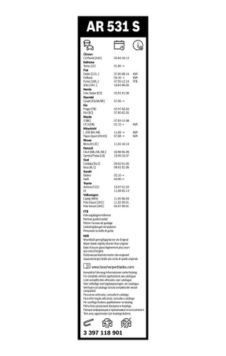 Limpiaparabrisas BOSCH 3 397 118 901 530mm 450mm