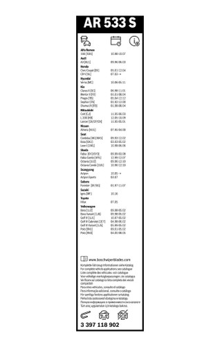 Limpiaparabrisas BOSCH 3 397 118 902 530mm 475mm
