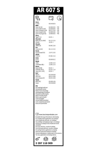 Limpiaparabrisas BOSCH 3 397 118 909 600mm 475mm