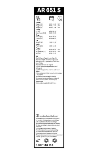 Limpiaparabrisas BOSCH 3 397 118 913 650mm 650mm