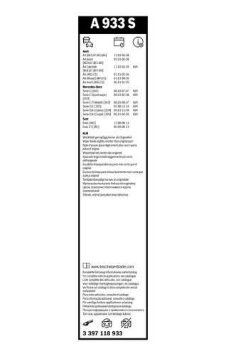 Limpiaparabrisas BOSCH 3 397 118 933 550mm 550mm
