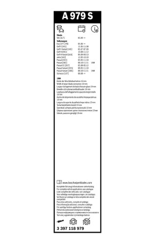 Limpiaparabrisas BOSCH 3 397 118 979 600mm 475mm
