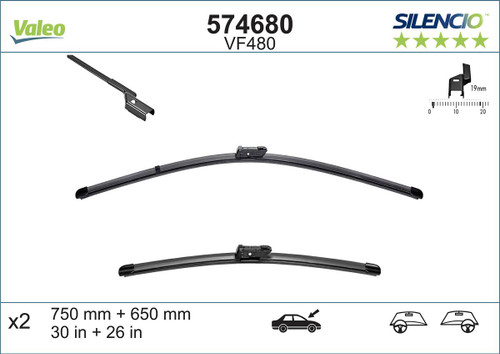 Limpiaparabrisas VALEO 574680 750mm 650mm