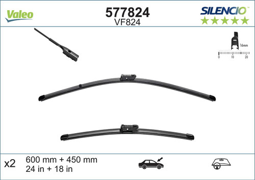 Limpiaparabrisas VALEO 577824 600mm 450mm