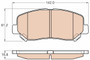 Juego de pastillas de freno TRW GDB3562 142mm 61,2mm