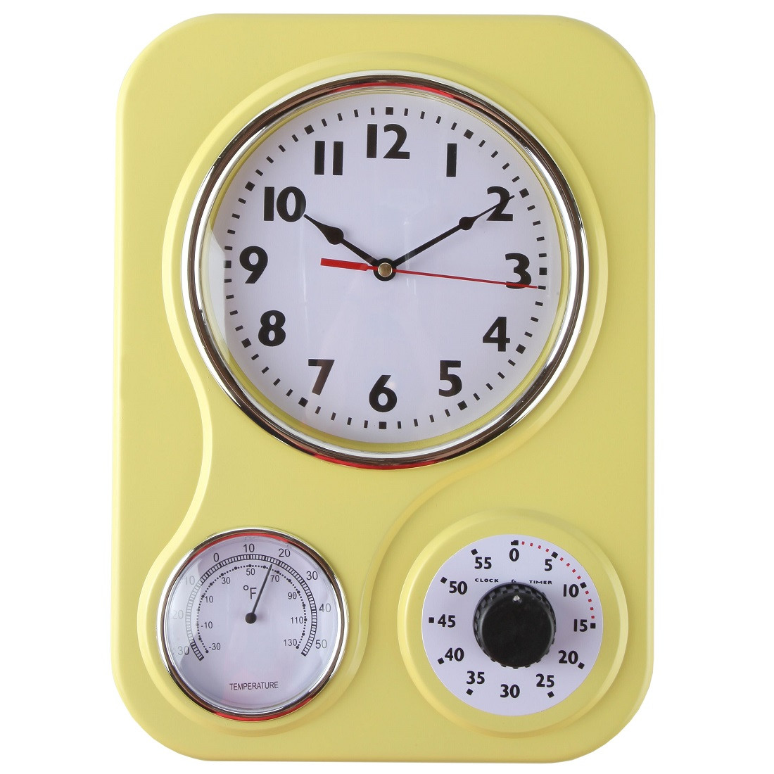 Lily's Home Retro Kitchen Wall Clock, with a Thermometer and 60