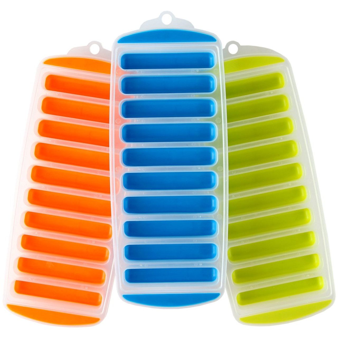 Set of 3 Water Bottle Ice Cube Trays, Round & Ice Tube Trays Silicone Fun  Colors