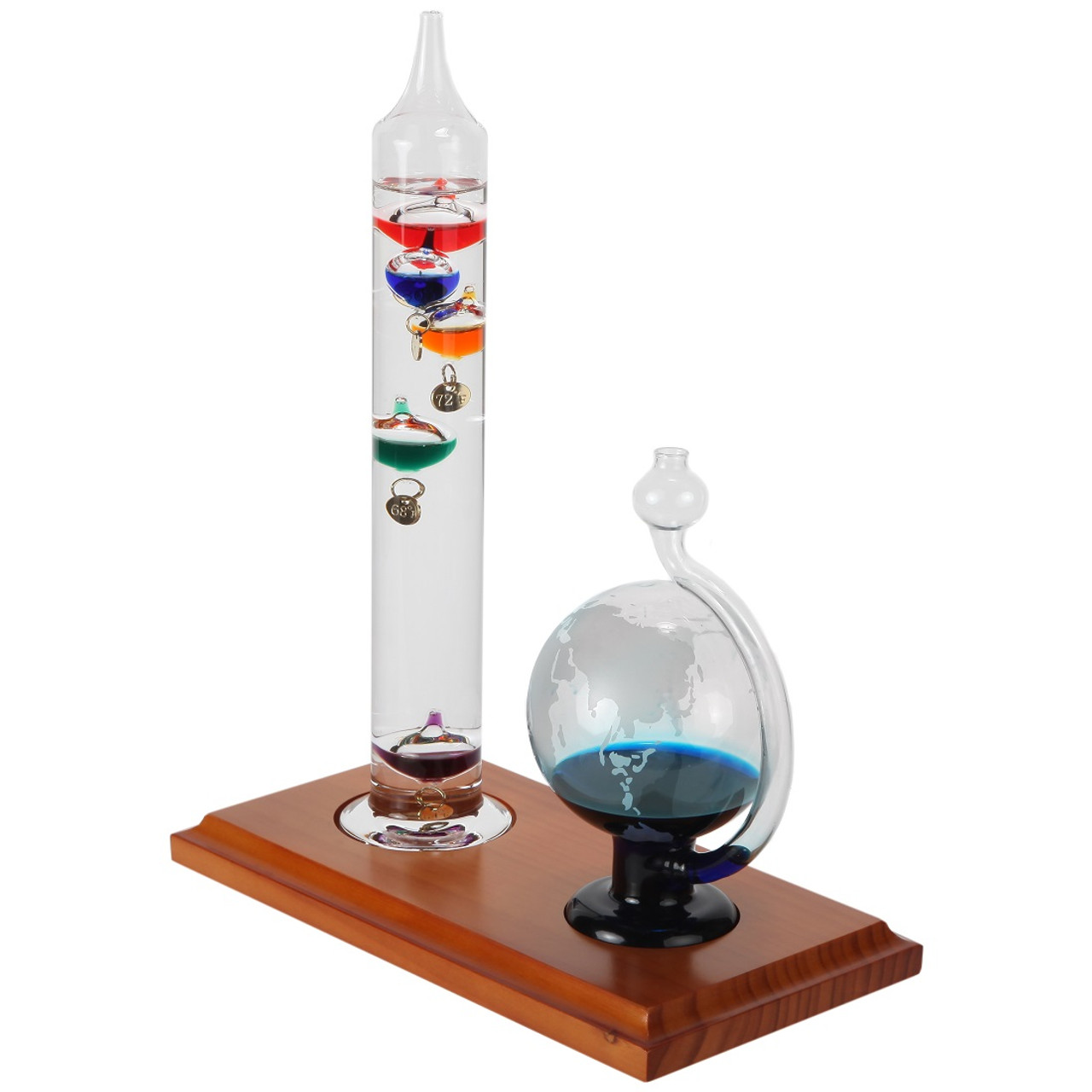 Lily's Home Galileo Thermometer with Etched Glass Globe Barometer, A