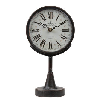 Lily's Home Antique Inspired Decorative Mantle Clock with Large Roman Numerals, Battery Powered with Quartz Movement, Fits with Victorian or Antique Décor Theme, Black (11 3/4" Tall x 6 1/2" Wide)