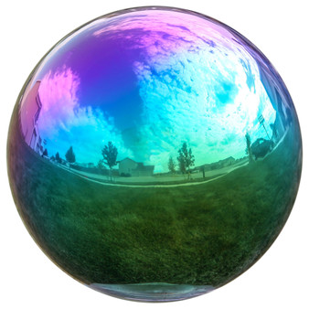 Lily's Home Gazing Globe Mirror Ball in Rainbow Stainless Steel - 12 Inch