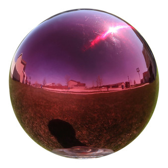 Lily's Home Stainless Steel Gazing Globe Mirror Ball, Colorful and Shiny Addition to Any Garden or Home, Ideal As a Housewarming Gift, Sparking Red (10" Diameter)