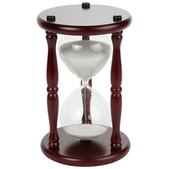 Lily's Home 60-Minute Hourglass Sand Timer with Cherry Finished Wood Base, Stylish Centerpiece for Home or Office Use, Ideal Gift for Executive, Chef or Kitchen Connoisseur (9.5" Tall x 6" Dia. Base)