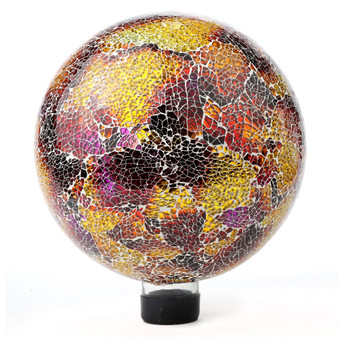 Lily's Home Colorful Mosaic Glass Gazing Ball, Designed with a Stunning Holographic Crackle Mosaic Pattern to Bring Color and Reflection to Any Home and Garden, Purple and Gold (10" Diameter)