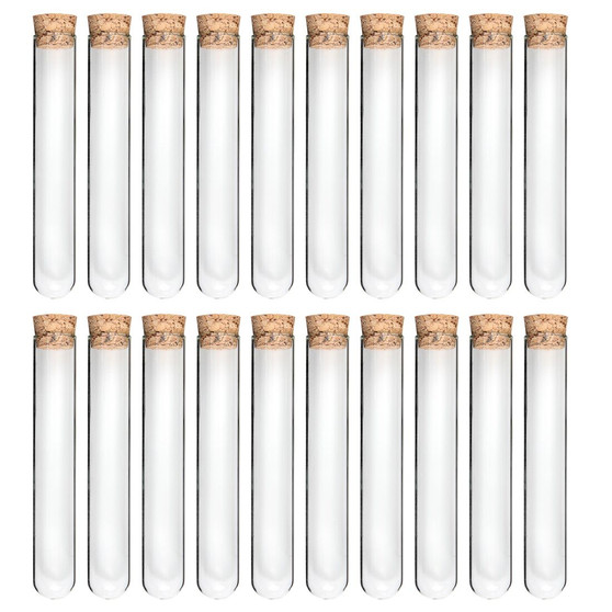 Lily's Home 20 Glass Test Tubes with Cork Stoppers for Scientific Experiments, Shot Glass in Parties, Home Decorations, Spices and Candy. 20x120mm 30ml