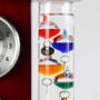 Lily's Home Analog Weather Station, with Galileo Thermometer, a Precision Quartz Clock, and Analog Barometer and Hygrometer, 5 Multi-Colored Spheres (6" L x 2" W x 12" H) - Silver