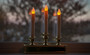 Lily's Home Battery Operated Flickering LED Triple Window Candle, Auto Sensor for On at Dusk and Off at Dawn, Useful at Weddings or for Holiday Decoration (10" x 8 3/4" x 1 1/2")
