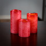 Lily's Home Everlasting Flameless Flickering LED Candles with Remote and Timer, Battery Powered, Scent and Smoke Free, Safe for Use Around Kids and Pets, Ideal for Holiday Decorations, Red, Set of 3