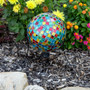 Lily's Home Colorful Mosaic Glass Gazing Ball, Designed with a Stunning Holographic Crackle Mosaic Pattern to Bring Color and Reflection to Any Home and Garden, Purple, Blue and Green (10" Diameter)