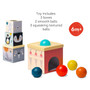 Taf Toys toddlers Object Permanence Ball Drop Stacker, Made of Strong & Durable Cardboard Box & Plastic Cover Perfect Developmental Toy for Tummy-Time Includes 2 Smooth & 3 Squeaking Textured Balls