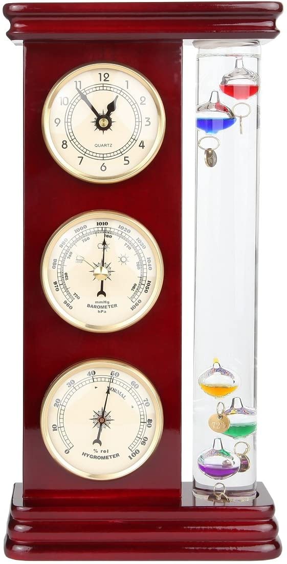 Lily's Home Weather Station Wall Decor, Wood Frame Barometer, Thermometer and Hygrometer