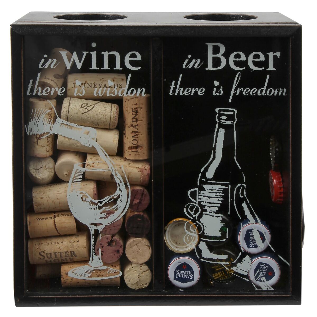 Lily's Home Wine Cork and Beer Cap Holder, Wooden Wine Cork and