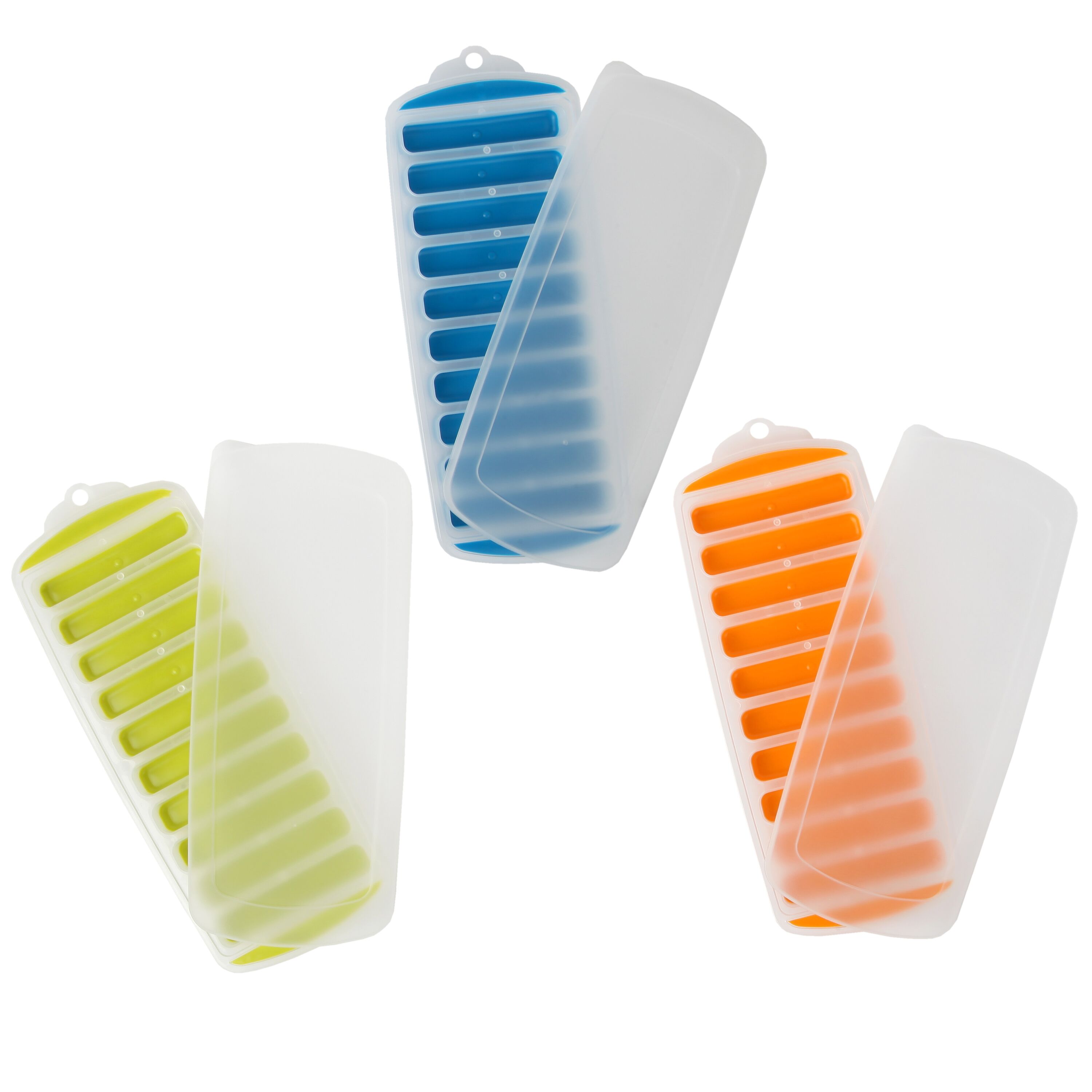 Lily's Home Silicone Narrow Ice Stick Cube Trays with Easy Push