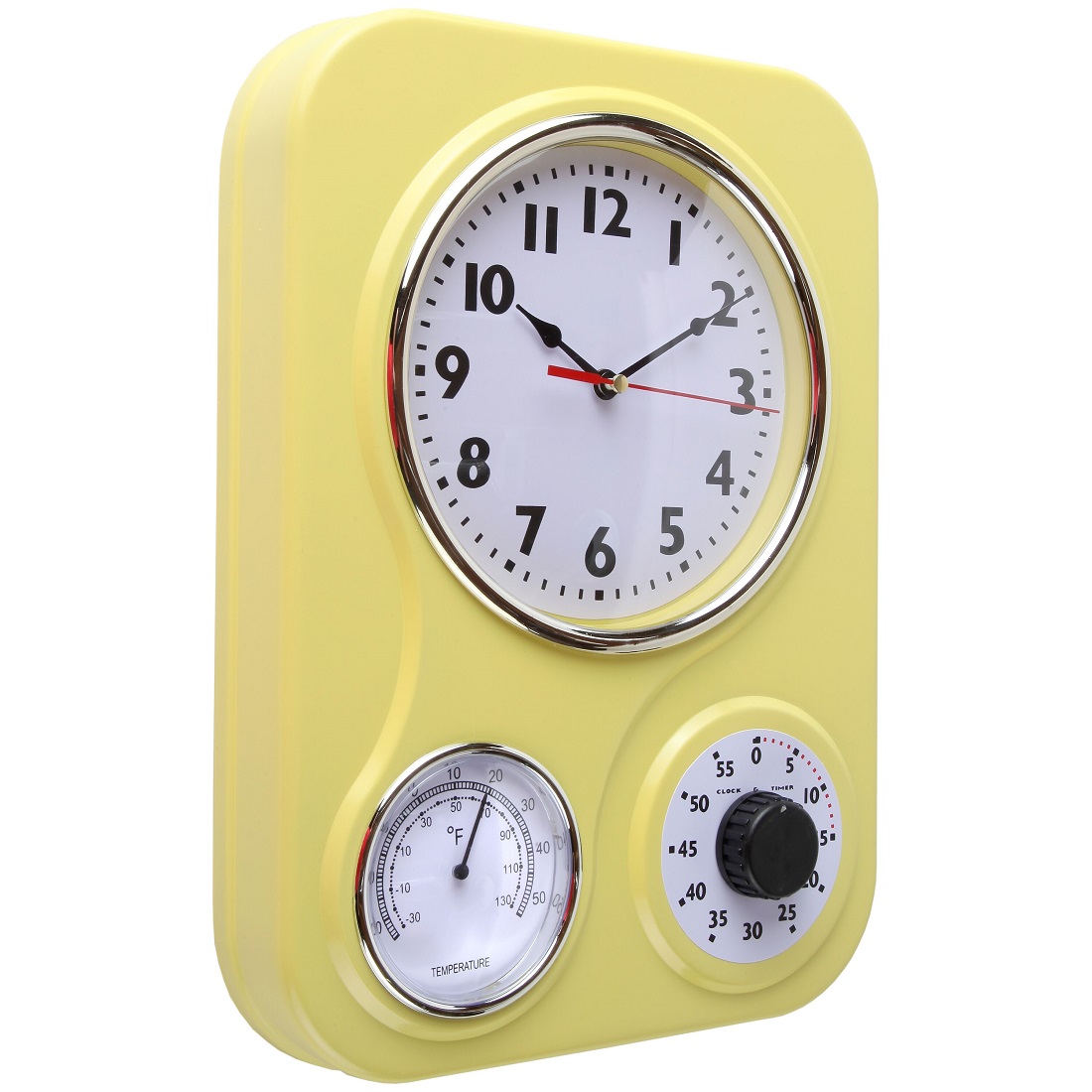 Lily's Home Retro Kitchen Wall Clock with Temperature and Timer