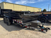 P.J. Trailers 2027 D7 83"X14' Scissor Dump Trailer | Tandem Axle 14K, 6" Channel, 24" Sides, Spreader Gate, Scissor Lift, Tarp Kit, Slide In Ramps