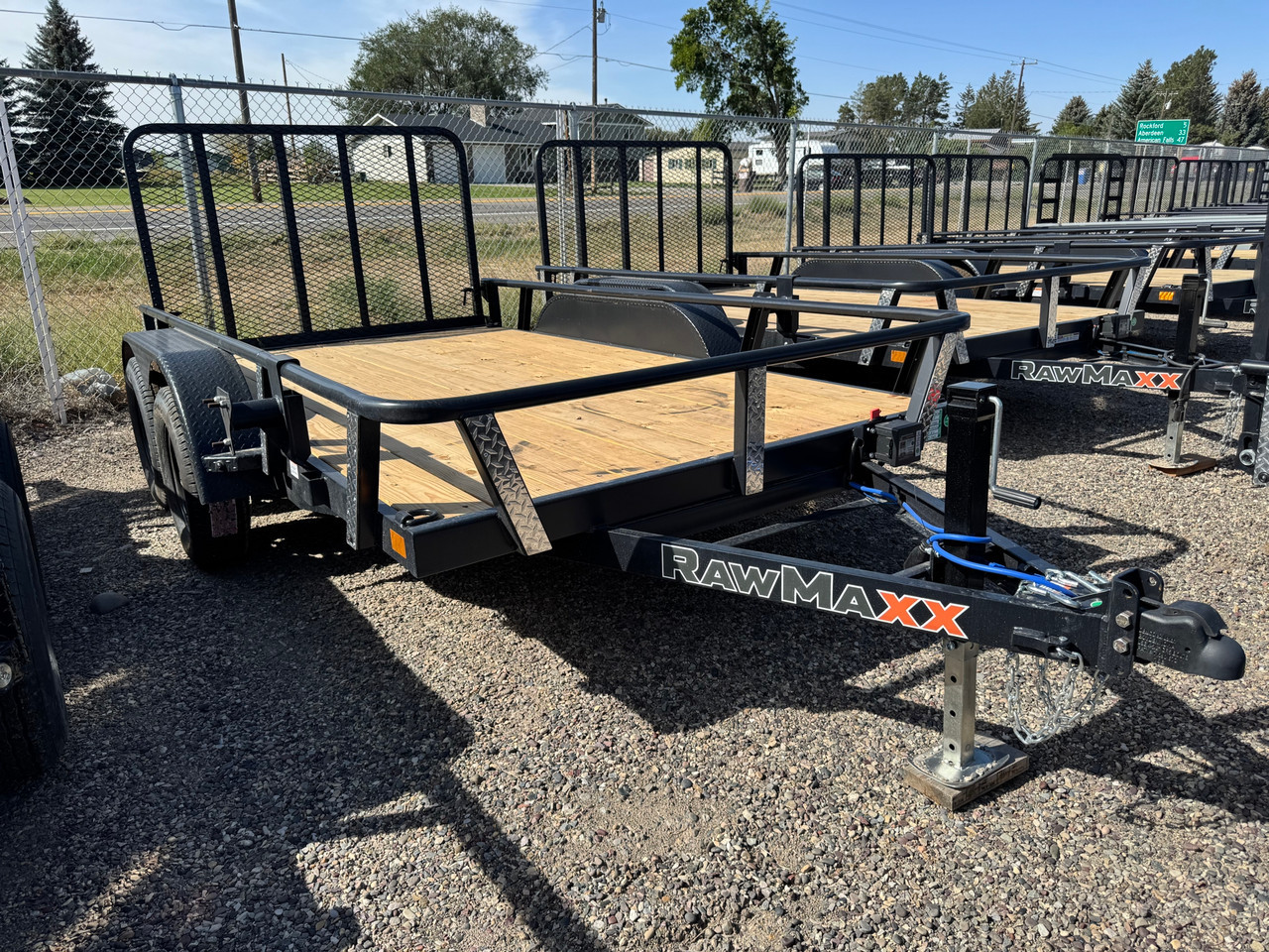 Raw Maxx Trailers 2027 UTX 77"X12' Utility Trailer | Tandem Axle, 2" ROUND TUBE RAIL, 4' GATE, 8 PLY TIRES, 7K