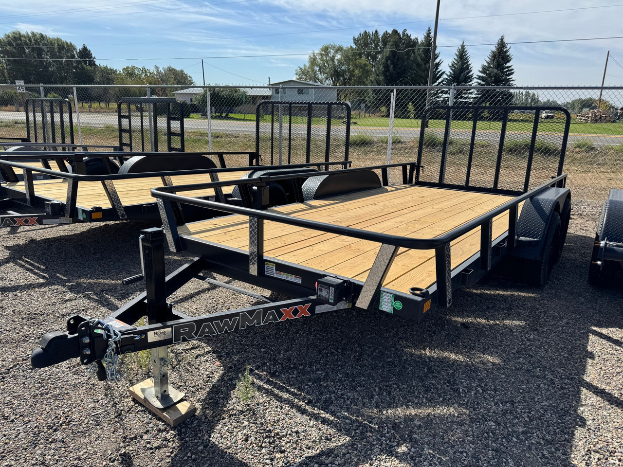 Raw Maxx Trailers 2027 UTX 83"X16' Utility Trailer | Tandem Axle, 2" ROUND TUBE RAIL, 4' GATE WITH DOVETAIL, 8 PLY TIRES 7K