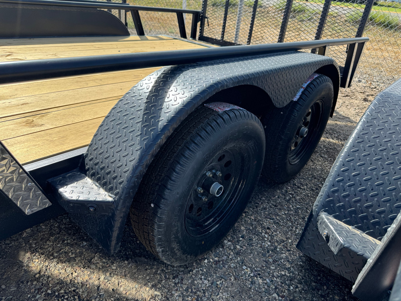 Raw Maxx Trailers 2027 UTX 83"X16' Utility Trailer | Tandem Axle, 2" ROUND TUBE RAIL, 4' GATE WITH DOVETAIL, 8 PLY TIRES 7K